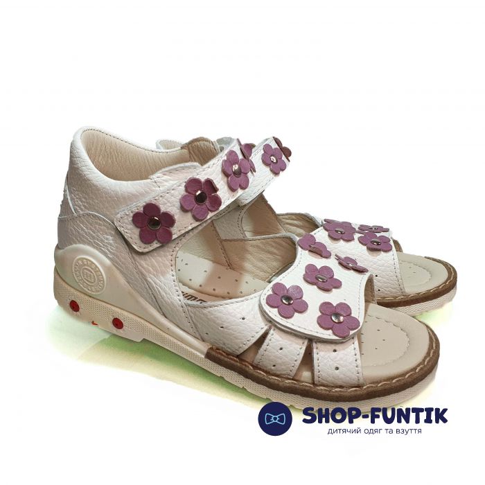 Сандалии Minimen белые с цветочком 1712