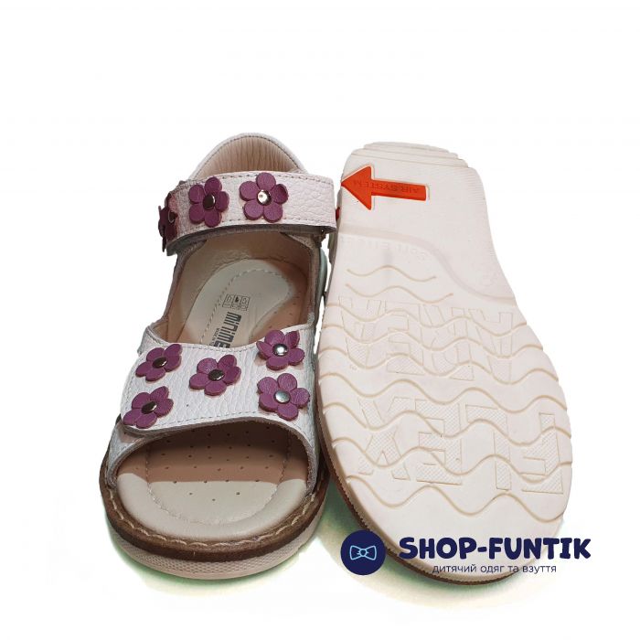 Сандалии Minimen белые с цветочком 1712