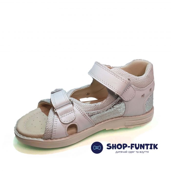 Сандалии  Minimen белые с серебристыми цветочками 1174