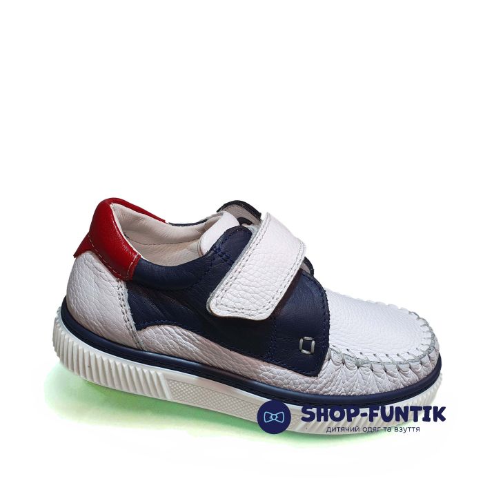 Мокасины Tunel белые с красно-синими вставками 1915