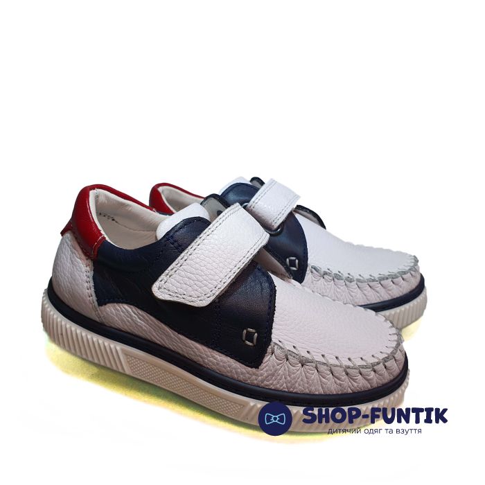 Мокасины Tunel белые с красно-синими вставками 1915