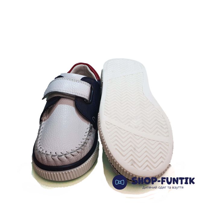 Мокасины Tunel белые с красно-синими вставками 1915