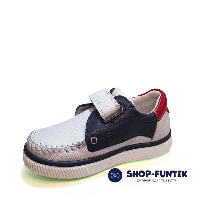 Мокасины Tunel белые с красно-синими вставками 1915