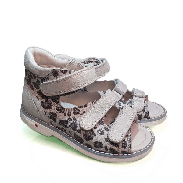 Сандалии Tunel светло-серые с анималистическим принтом 125