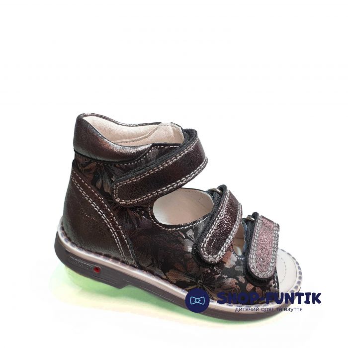 Сандалии Tunel темно-серые с цветочным принтом 1254