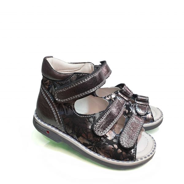 Сандалии Tunel темно-серые с цветочным принтом 1254