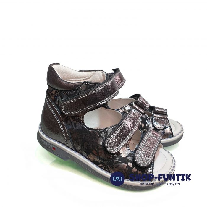 Сандалии Tunel темно-серые с цветочным принтом 1254