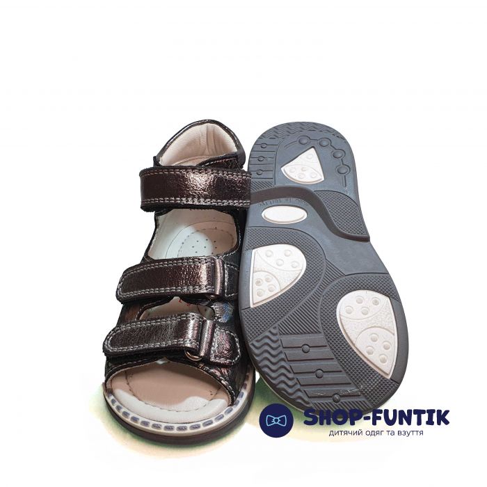 Сандалии Tunel темно-серые с цветочным принтом 1254