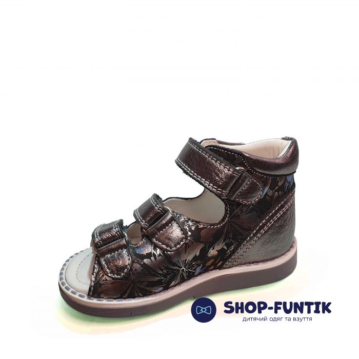 Сандалии Tunel темно-серые с цветочным принтом 1254