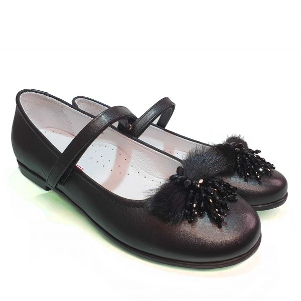 Туфли Tunel черные с декоративным мехом 1617