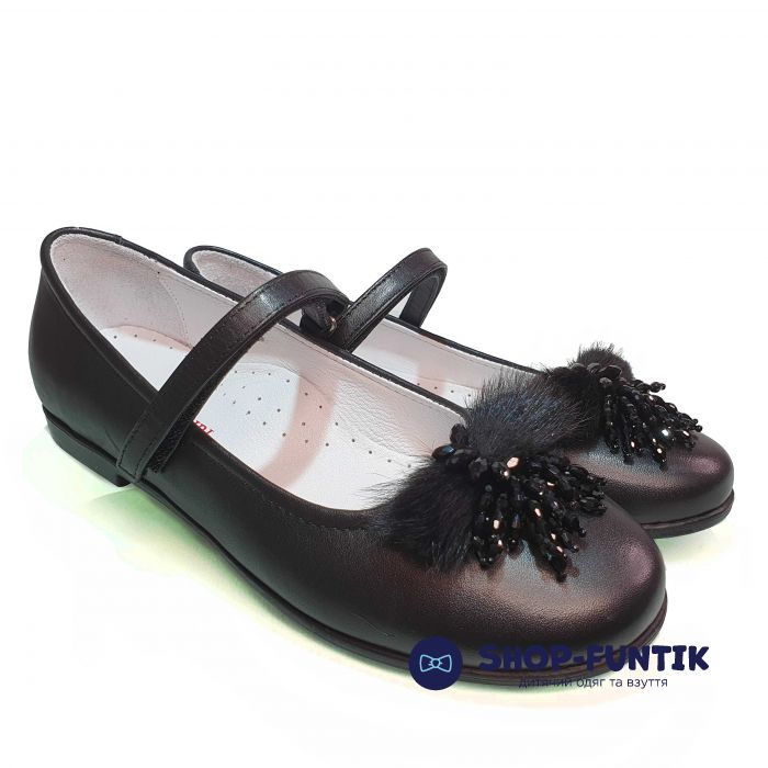 Туфли Tunel черные с декоративным мехом 1617