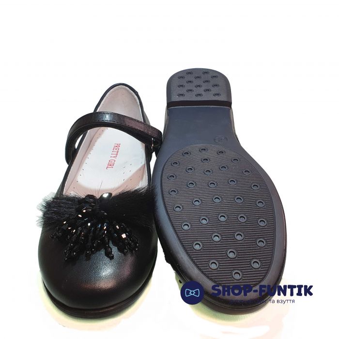 Туфли Tunel черные с декоративным мехом 1617