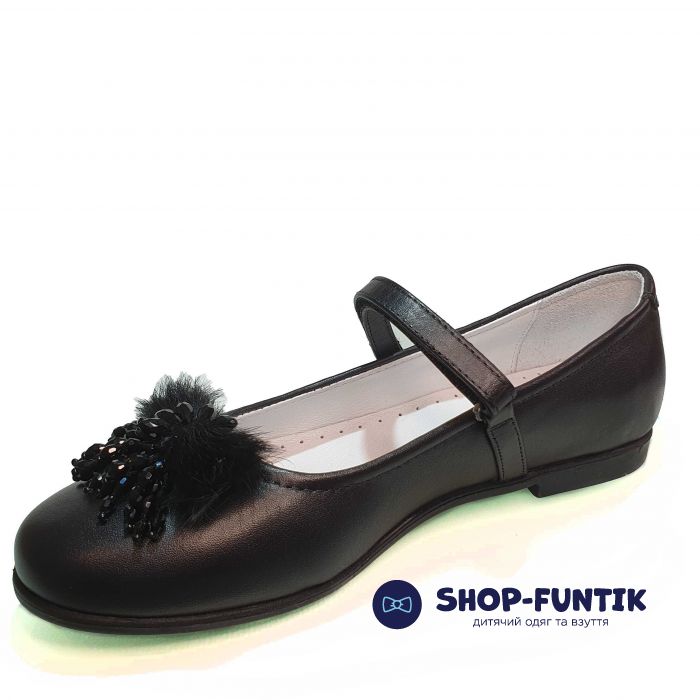 Туфли Tunel черные с декоративным мехом 1617