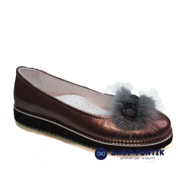 Туфли Tunel коричневые с декоративным мехом 200-12