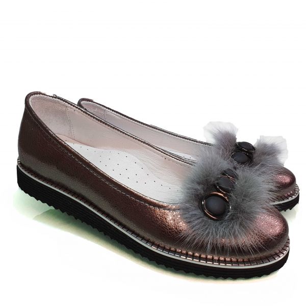 Туфли Tunel коричневые с декоративным мехом 200-12