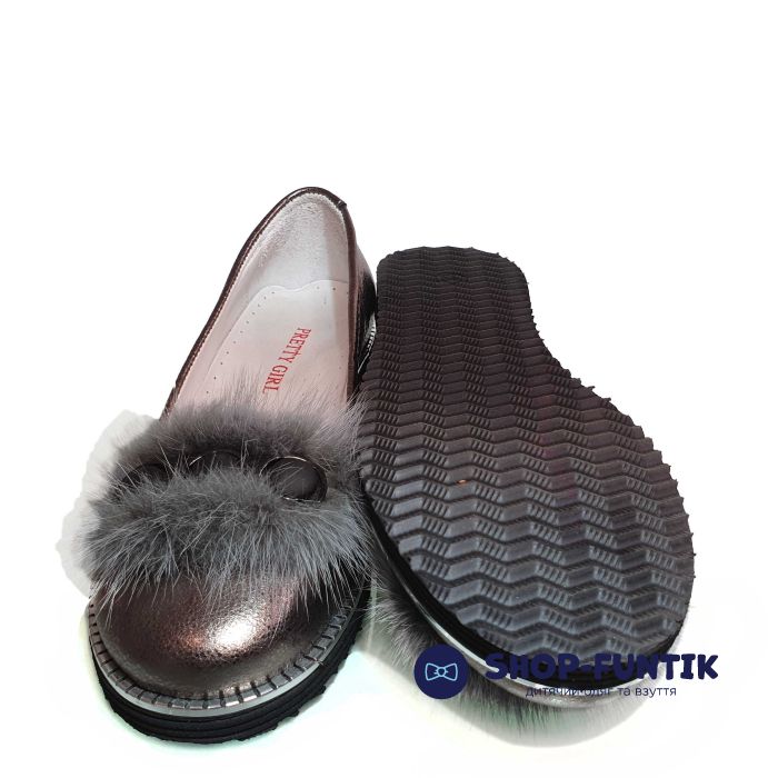 Туфли Tunel коричневые с декоративным мехом 200-12