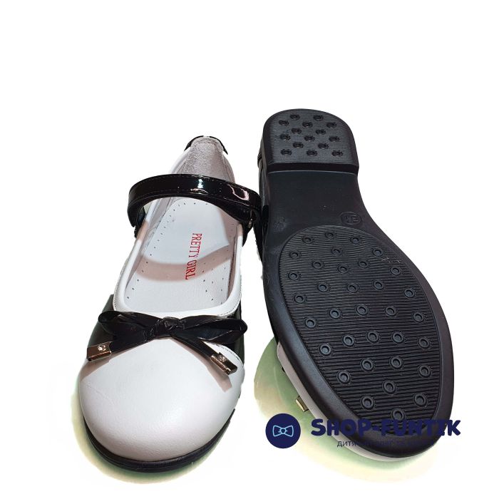 Туфли Tunel черные лаковые с белым носочком 1617