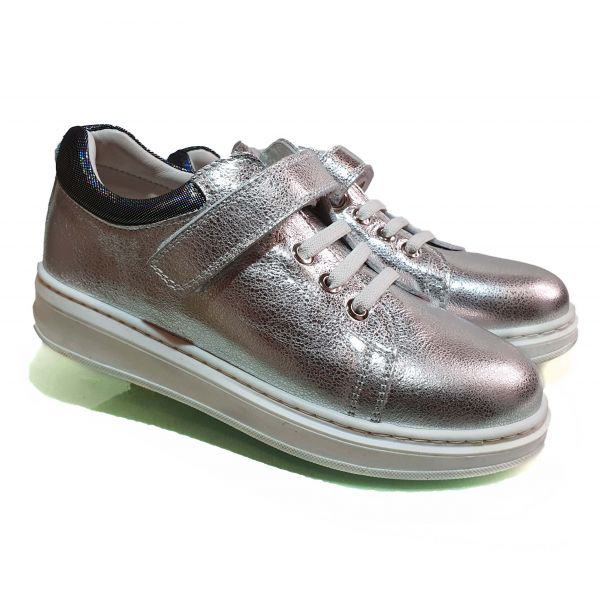 Туфли Tunel серебристые на белой подошве 32-99