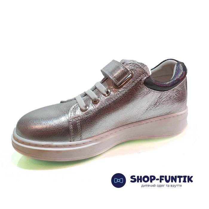 Туфли Tunel серебристые на белой подошве 32-99