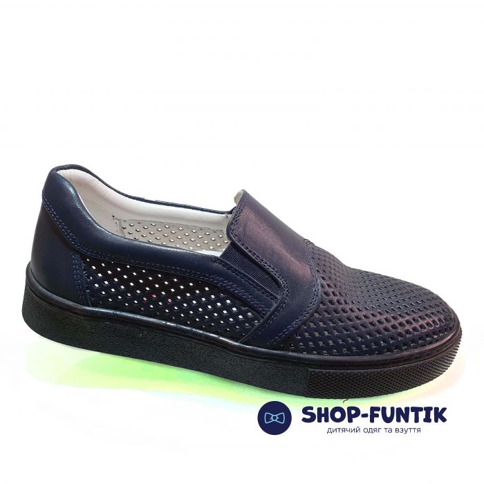 Слипоны Tunel темно-синие со сквозной перфорацией 104-4