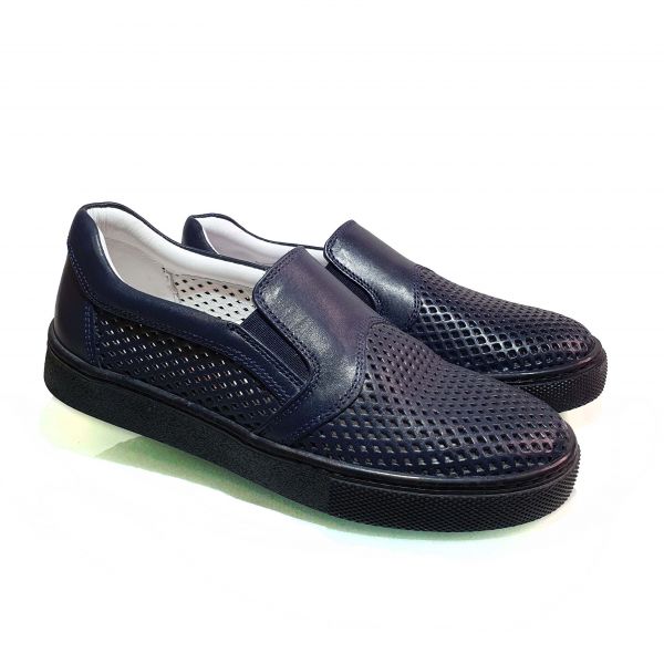 Слипоны Tunel темно-синие со сквозной перфорацией 104-4