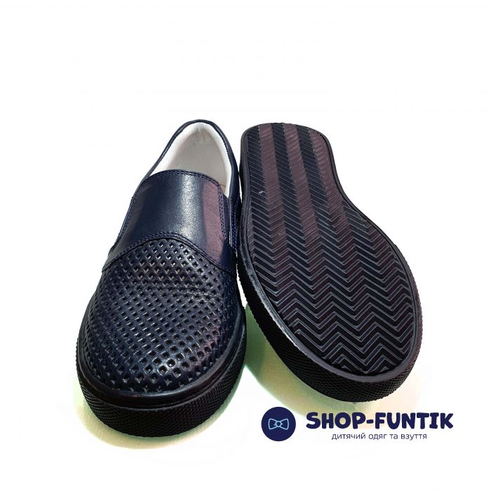 Слипоны Tunel темно-синие со сквозной перфорацией 104-4