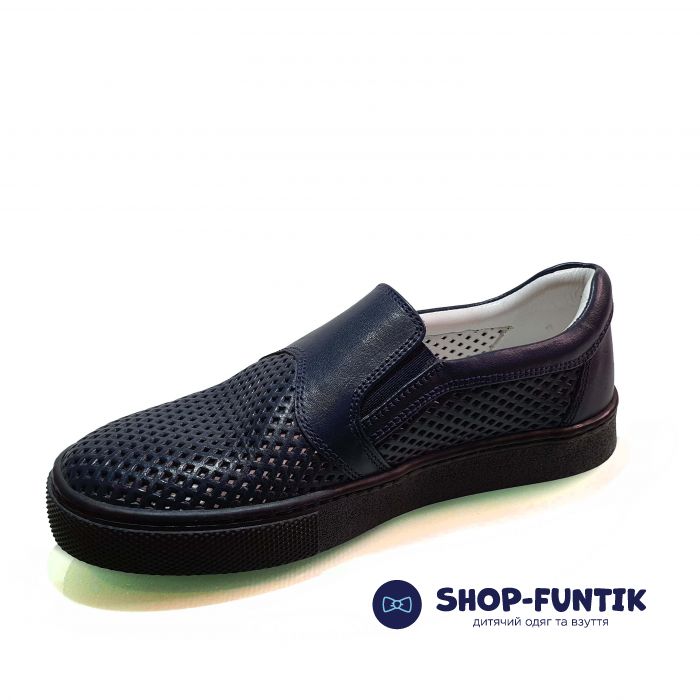Слипоны Tunel темно-синие со сквозной перфорацией 104-4