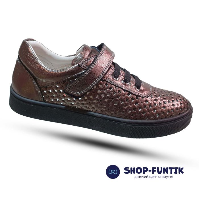 Туфли Tunel золотисто-коричневые с застежкой-липучка 1615