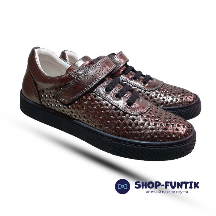 Туфли Tunel золотисто-коричневые с застежкой-липучка 1615