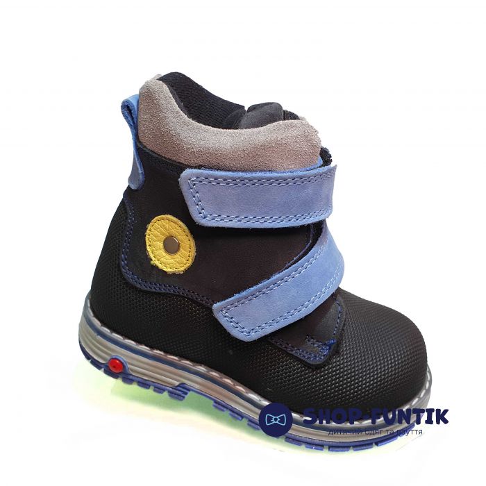 Ботинки Minimen темно-синие с голубыми липучками 121