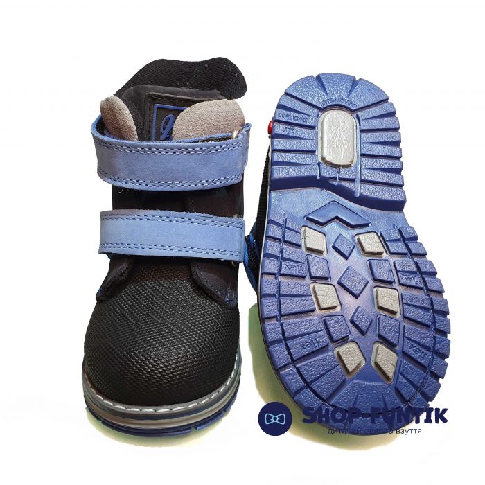 Ботинки Minimen темно-синие с голубыми липучками 121