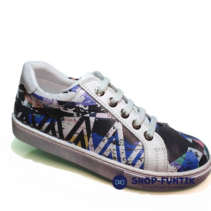 Слипоны Tunel разноцветные  с  абстрактным принтом 1615