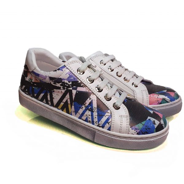 Слипоны Tunel разноцветные  с  абстрактным принтом 1615