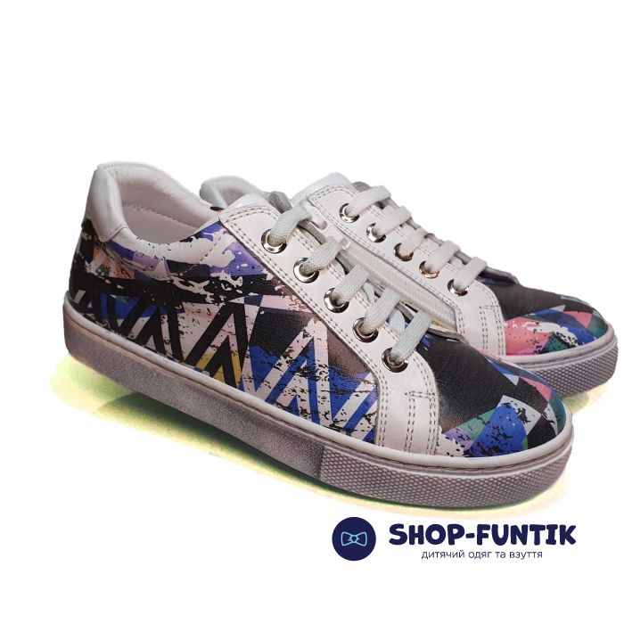 Слипоны Tunel разноцветные  с  абстрактным принтом 1615