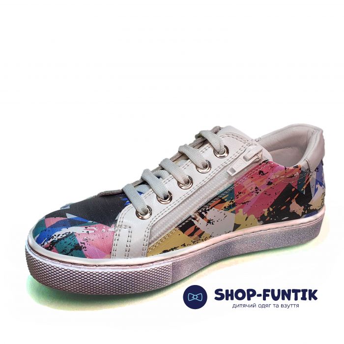 Слипоны Tunel разноцветные  с  абстрактным принтом 1615