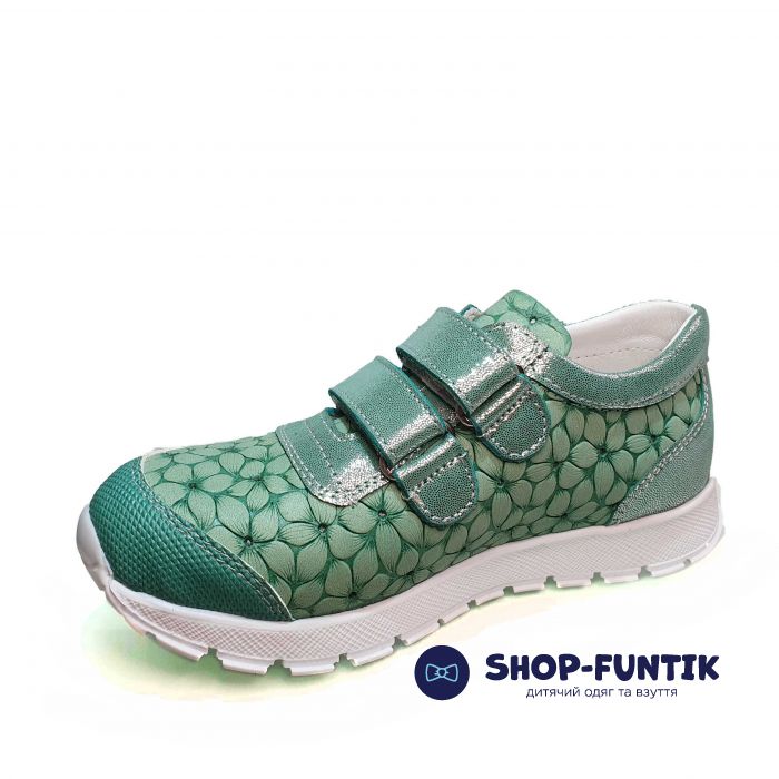 Кроссовки Panda зеленые с цветочным оттиском 884