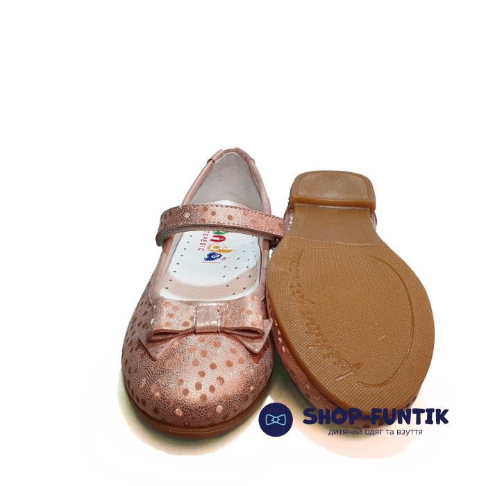 Туфли Panda светло-коричневые с переливом и бантиком 81.06 Р