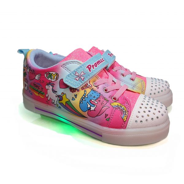 Кроссовки  Promax цветные с мультяшным принтом светящиеся 18424