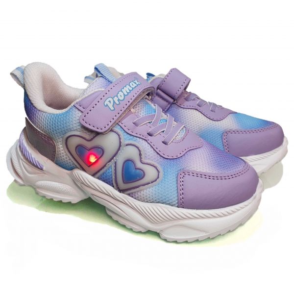 Кроссовки  Promax сиреневые с горящем сердечком 18416