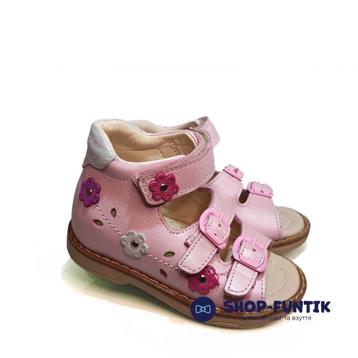 Сандалии Dr.Mimy розовые с цветочком 0001