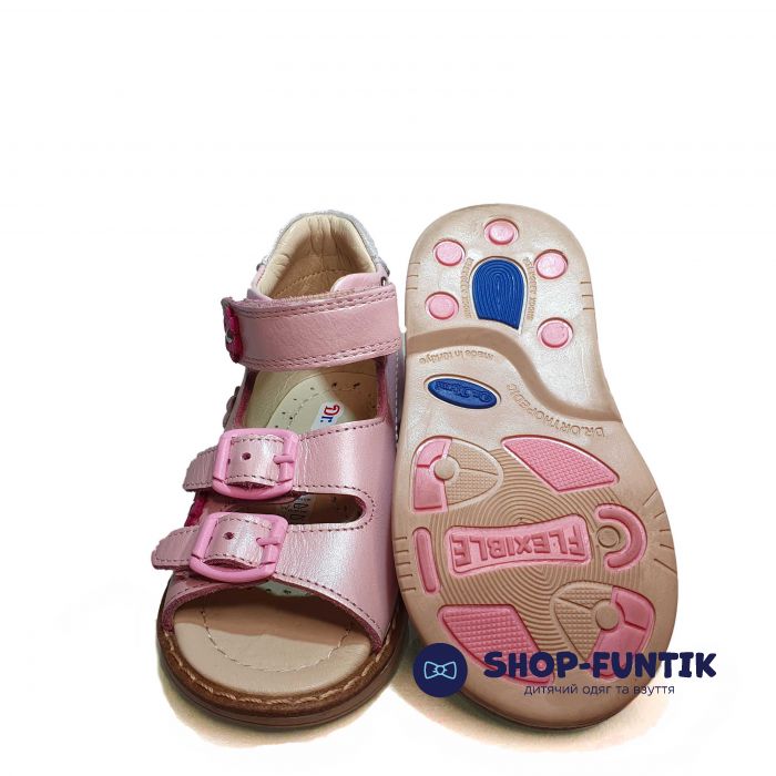 Сандалии Dr.Mimy розовые с цветочком 0001