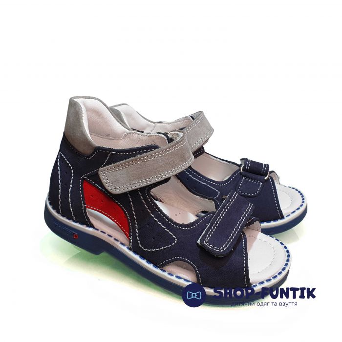 Сандалии Tunel темно-синие с красными и серыми вставками 18532
