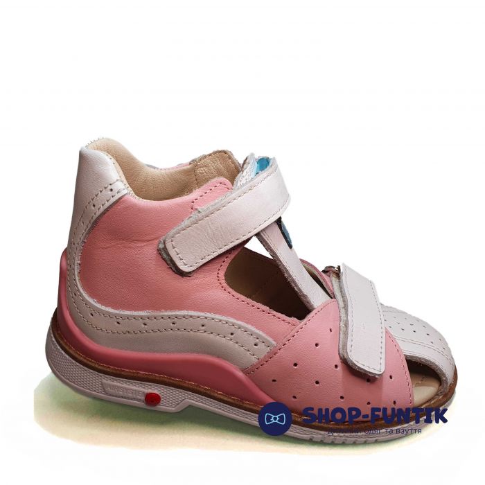 Сандалии Minimen розовые с белыми вставками закрытые ВВ03