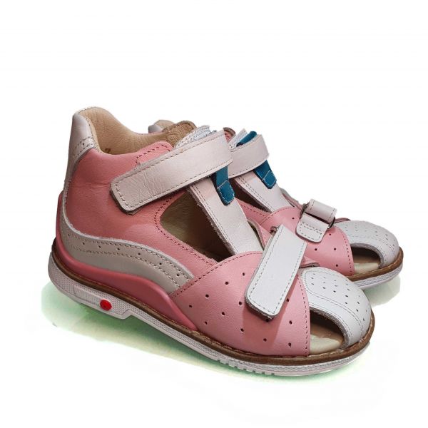 Сандалии Minimen розовые с белыми вставками закрытые ВВ03