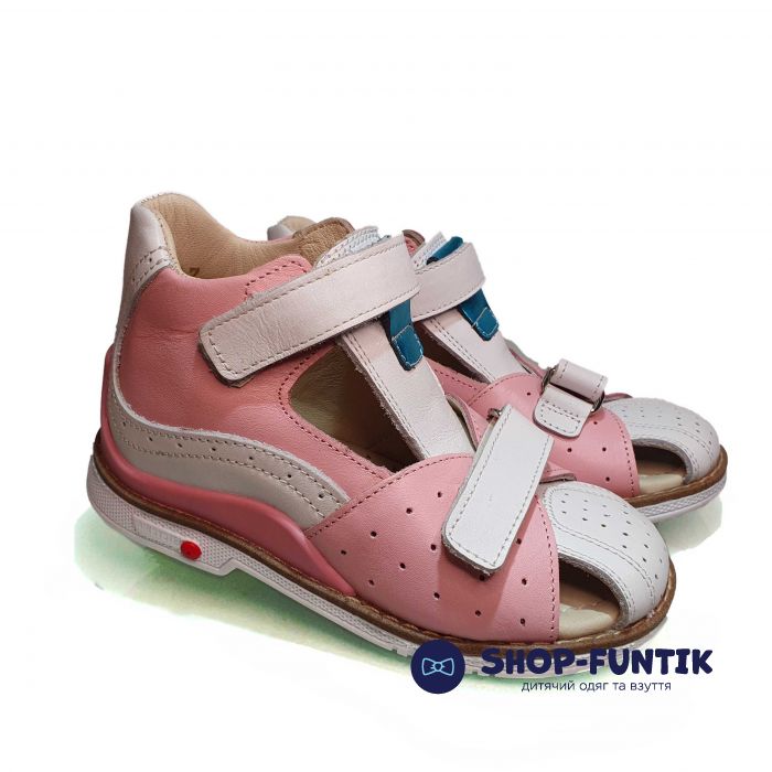 Сандалии Minimen розовые с белыми вставками закрытые ВВ03