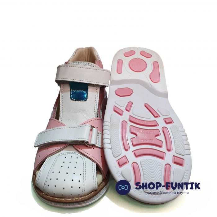 Сандалии Minimen розовые с белыми вставками закрытые ВВ03