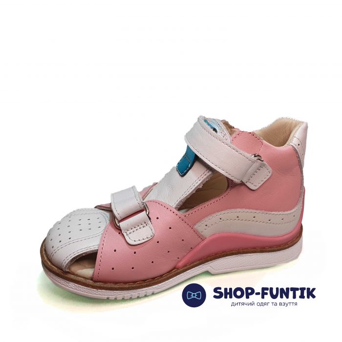 Сандалии Minimen розовые с белыми вставками закрытые ВВ03