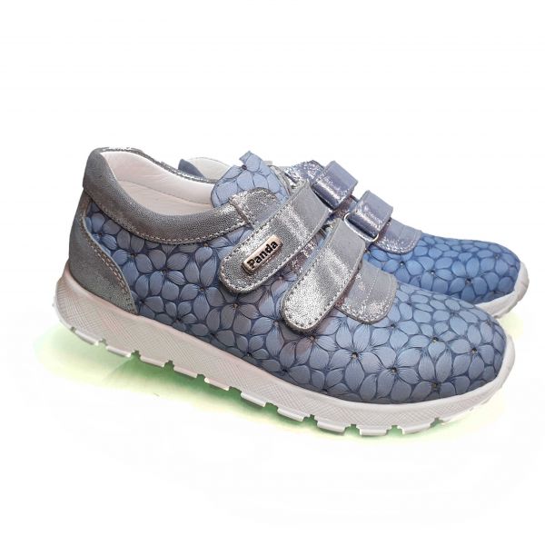 Кроссовки Panda светло-синие с цветочным оттиском 890 F