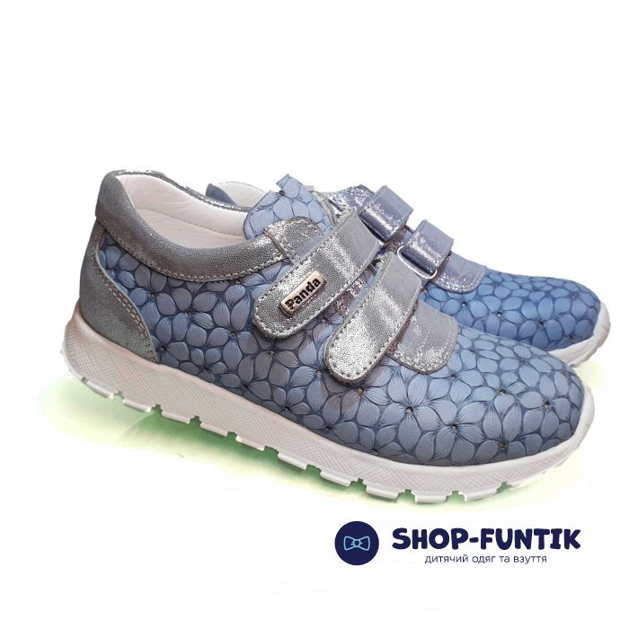 Кроссовки Panda светло-синие с цветочным оттиском 890 F