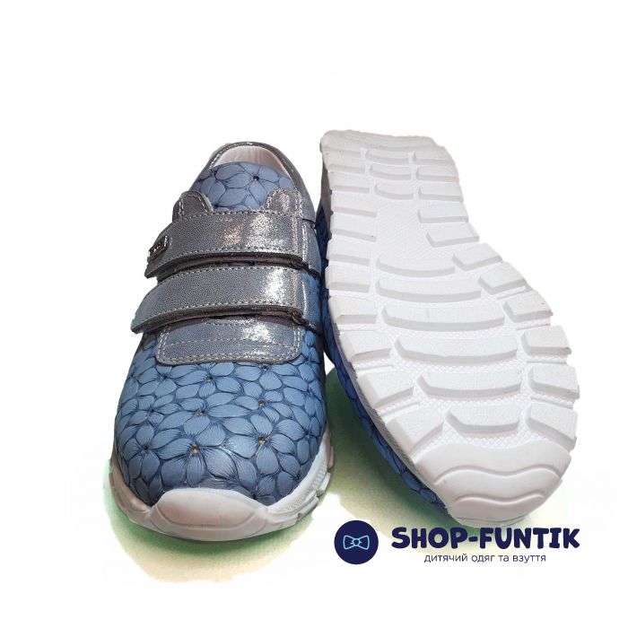 Кроссовки Panda светло-синие с цветочным оттиском 890 F